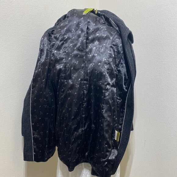 SOIA & KYO Gray Herringbone Wool Blend Trench Coat Petite Small No Belt - Picture 9 of 11